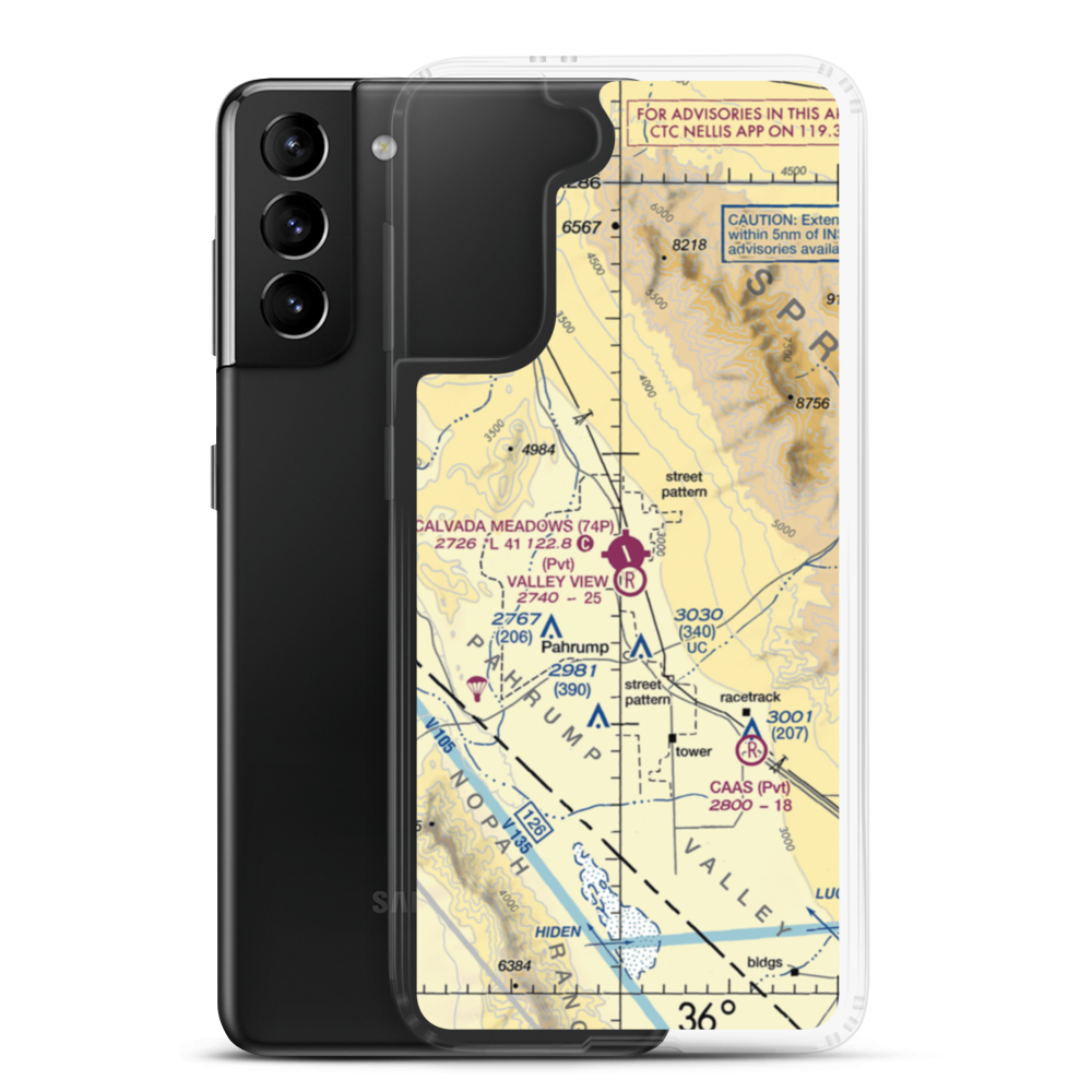 Calvada Meadows Airport (74P) VFR Sectional Samsung Case Samsung Galaxy S21 Plus model shown