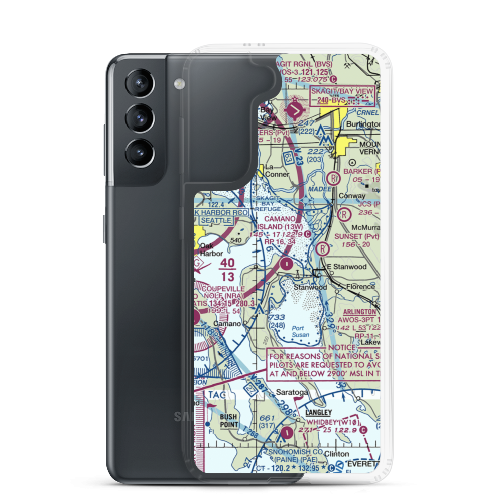 Camano Island Airfield (13W) VFR Sectional Samsung Case Samsung Galaxy S21 model shown