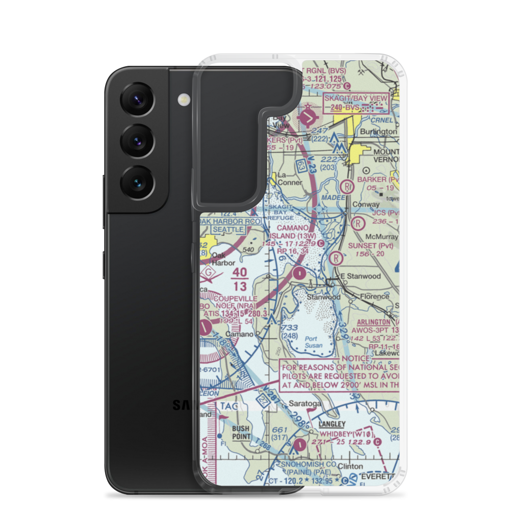 Camano Island Airfield (13W) VFR Sectional Samsung Case Samsung Galaxy S22 model shown