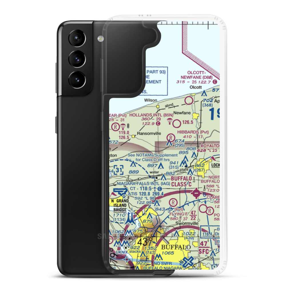 Cambria Airport (NK25) VFR Sectional Samsung Case Samsung Galaxy S21 Plus model shown