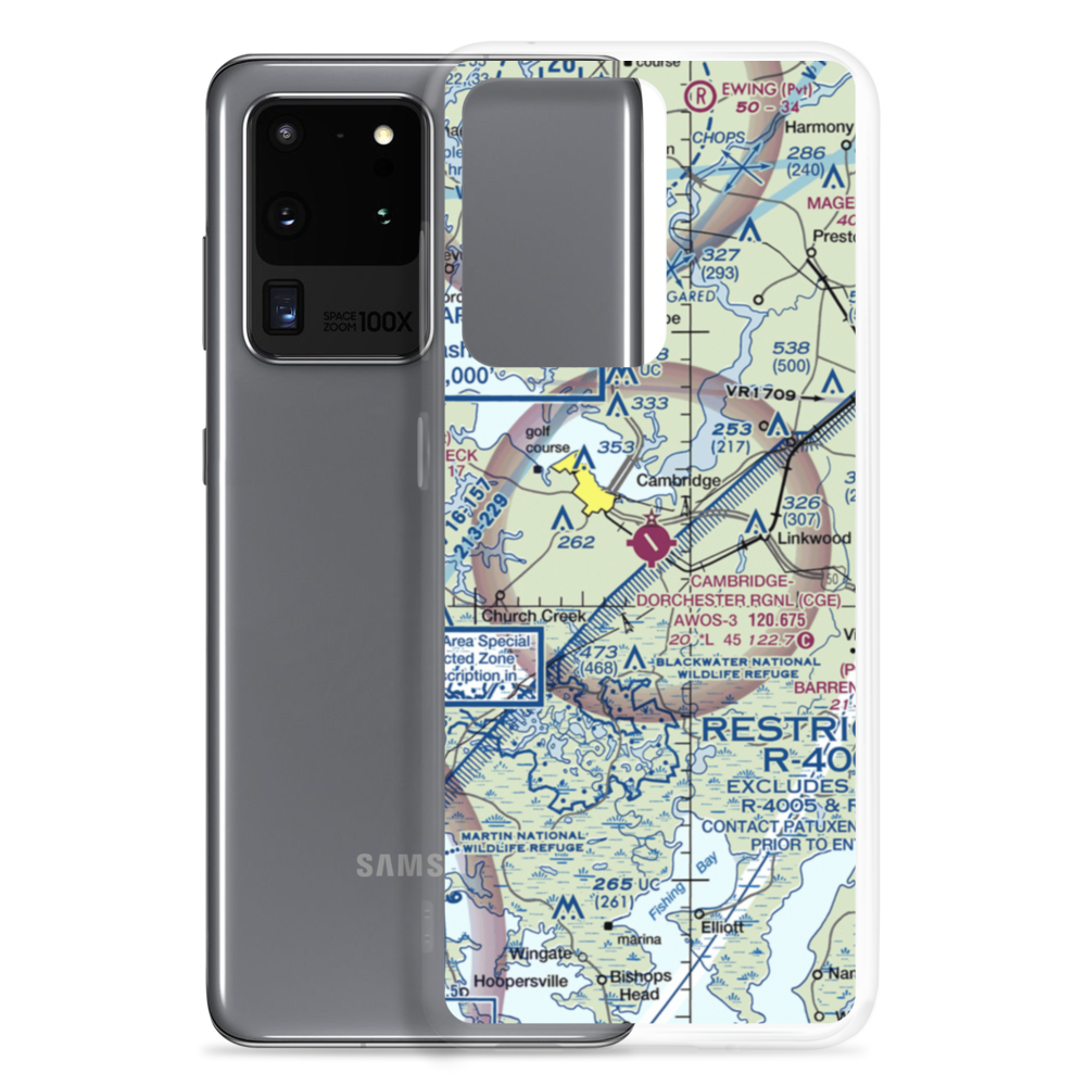 Cambridge Dorchester Airport (CGE) VFR Sectional Samsung Case Samsung Galaxy S20 Ultra model shown