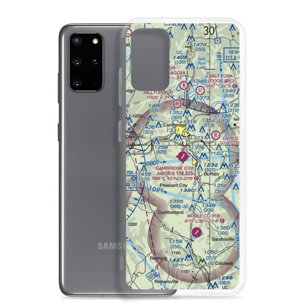 Cambridge Municipal Airport (CDI) VFR Sectional Samsung Case Samsung Galaxy S20 Plus model shown