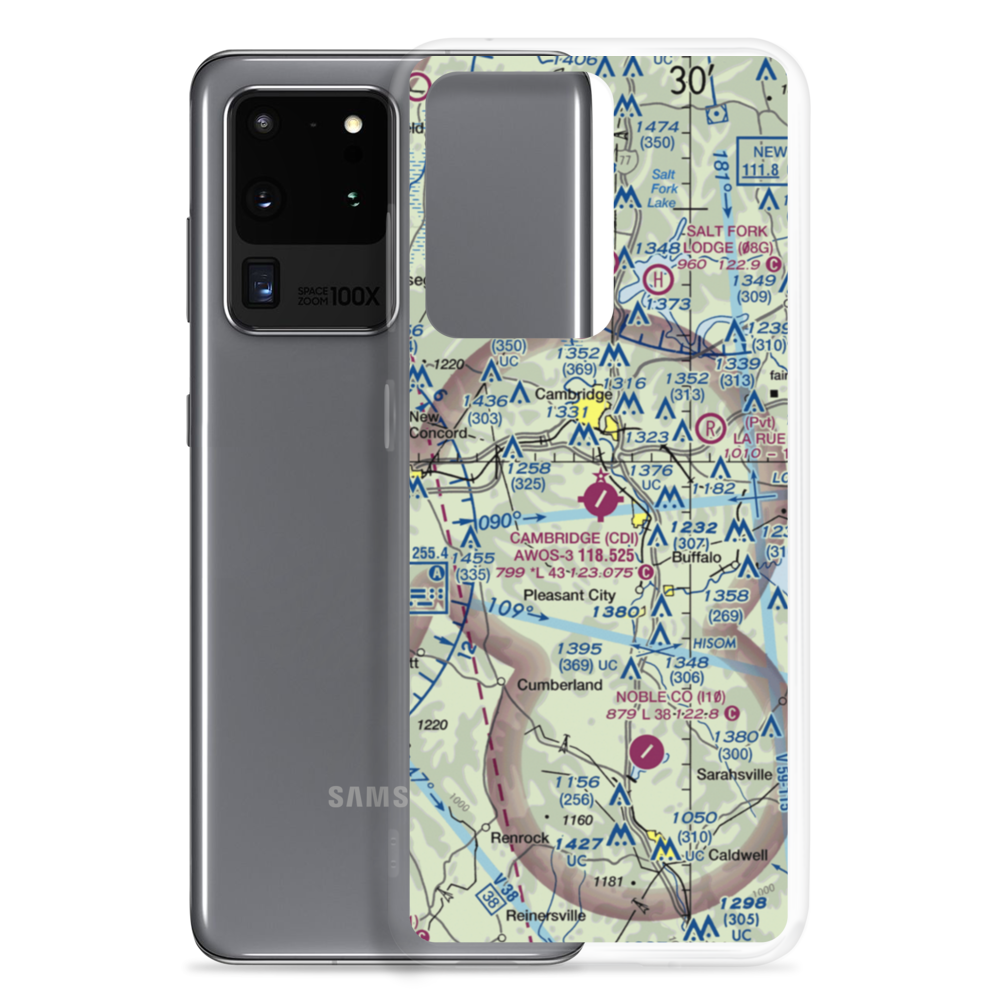 Cambridge Municipal Airport (CDI) VFR Sectional Samsung Case Samsung Galaxy S20 Ultra model shown