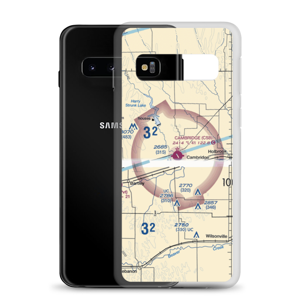 Cambridge Municipal Airport (CSB) VFR Sectional Samsung Case Samsung Galaxy S10 model shown