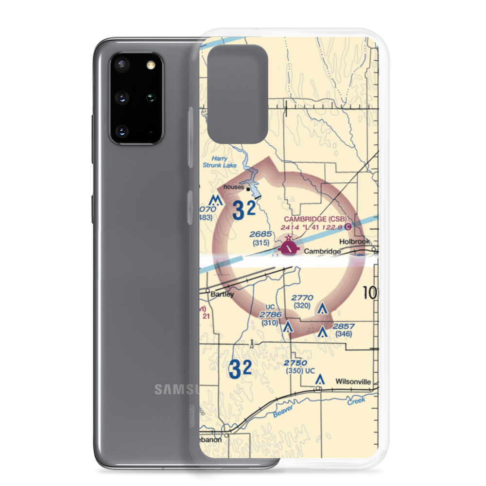 Cambridge Municipal Airport (CSB) VFR Sectional Samsung Case Samsung Galaxy S20 Plus model shown