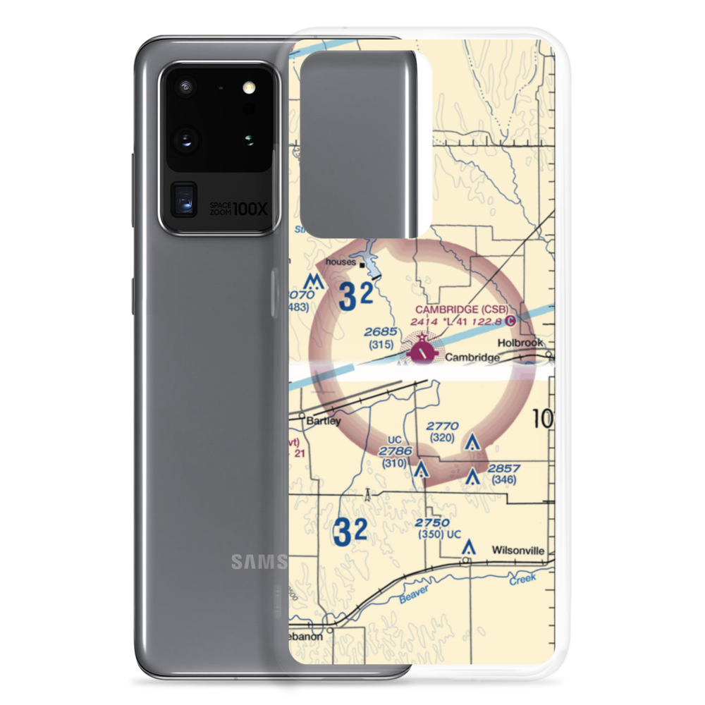 Cambridge Municipal Airport (CSB) VFR Sectional Samsung Case Samsung Galaxy S20 Ultra model shown