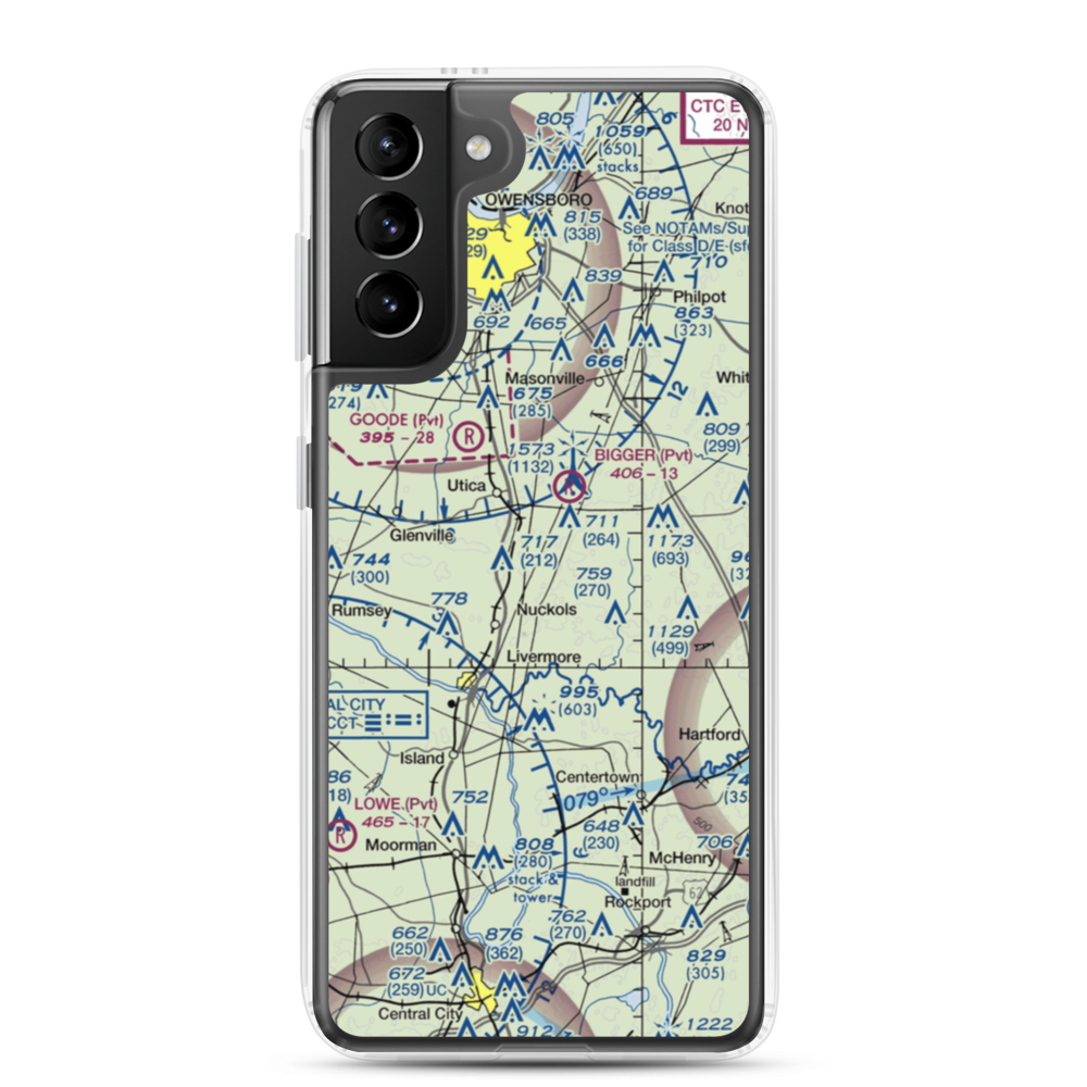 Cambron Field (0KY4) VFR Sectional Samsung Case Samsung Galaxy S21 Plus model shown