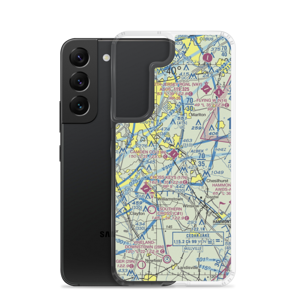 Camden County Airport (19N) VFR Sectional Samsung Case Samsung Galaxy S22 model shown
