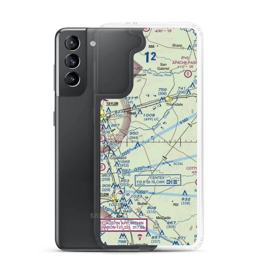 Camelot Airport (54TE) VFR Sectional Samsung Case Samsung Galaxy S21 model shown