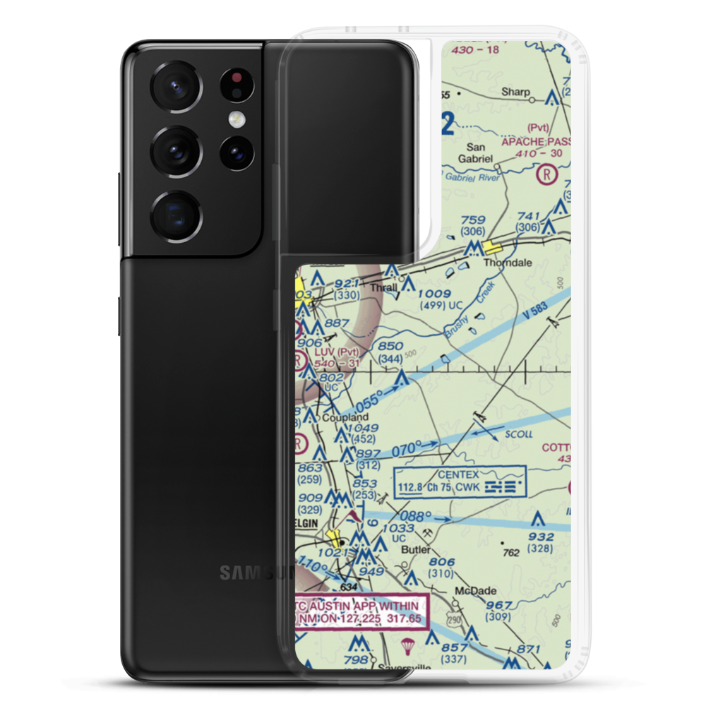 Camelot Airport (54TE) VFR Sectional Samsung Case Samsung Galaxy S21 Ultra model shown
