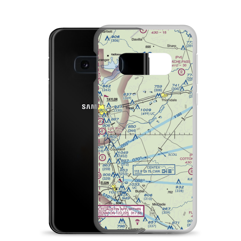 Camelot Airport (54TE) VFR Sectional Samsung Case Samsung Galaxy S10e model shown