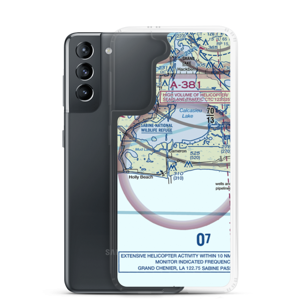 Cameron Airstrip (1LS5) VFR Sectional Samsung Case Samsung Galaxy S21 model shown