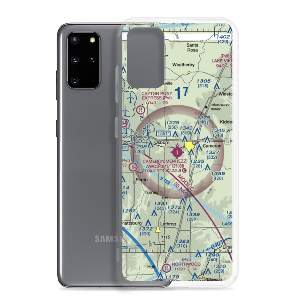 Cameron Memorial Airport (EZZ) VFR Sectional Samsung Case Samsung Galaxy S20 Plus model shown
