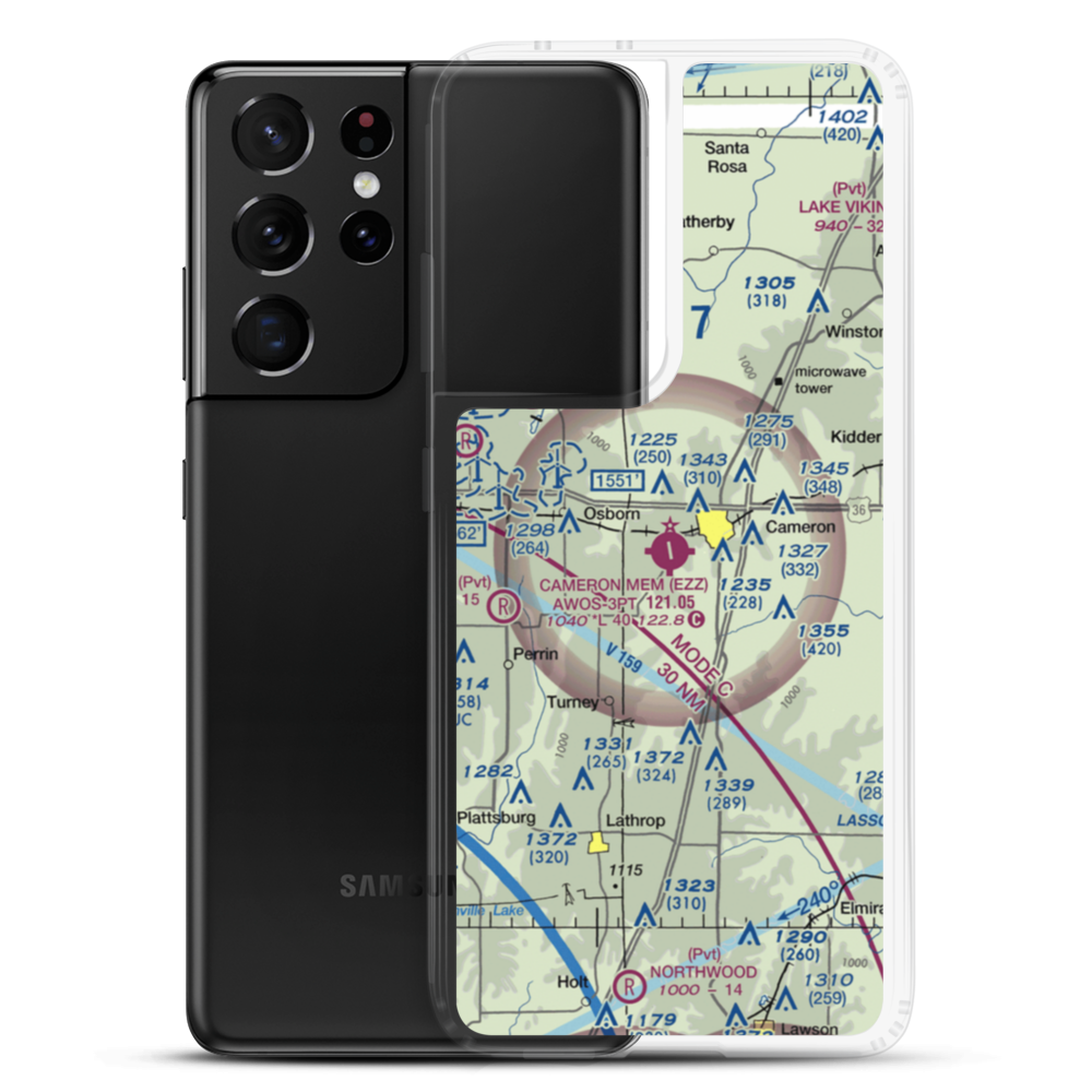 Cameron Memorial Airport (EZZ) VFR Sectional Samsung Case Samsung Galaxy S21 Ultra model shown