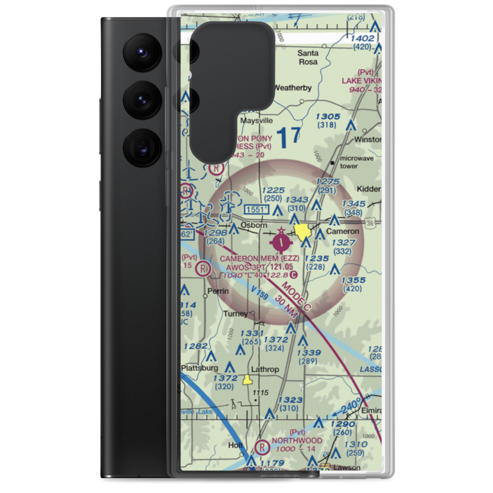 Cameron Memorial Airport (EZZ) VFR Sectional Samsung Case Samsung Galaxy S22 Ultra model shown