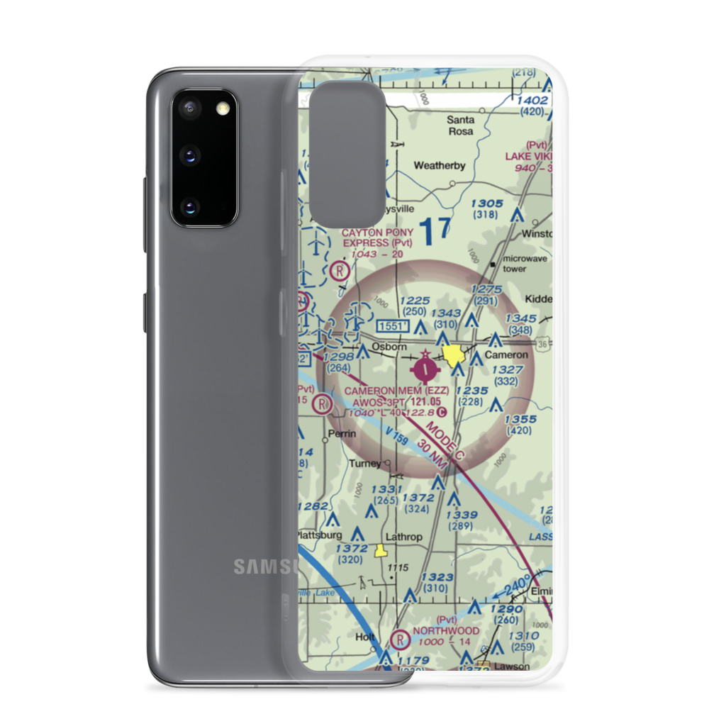 Cameron Memorial Airport (EZZ) VFR Sectional Samsung Case Samsung Galaxy S20 model shown