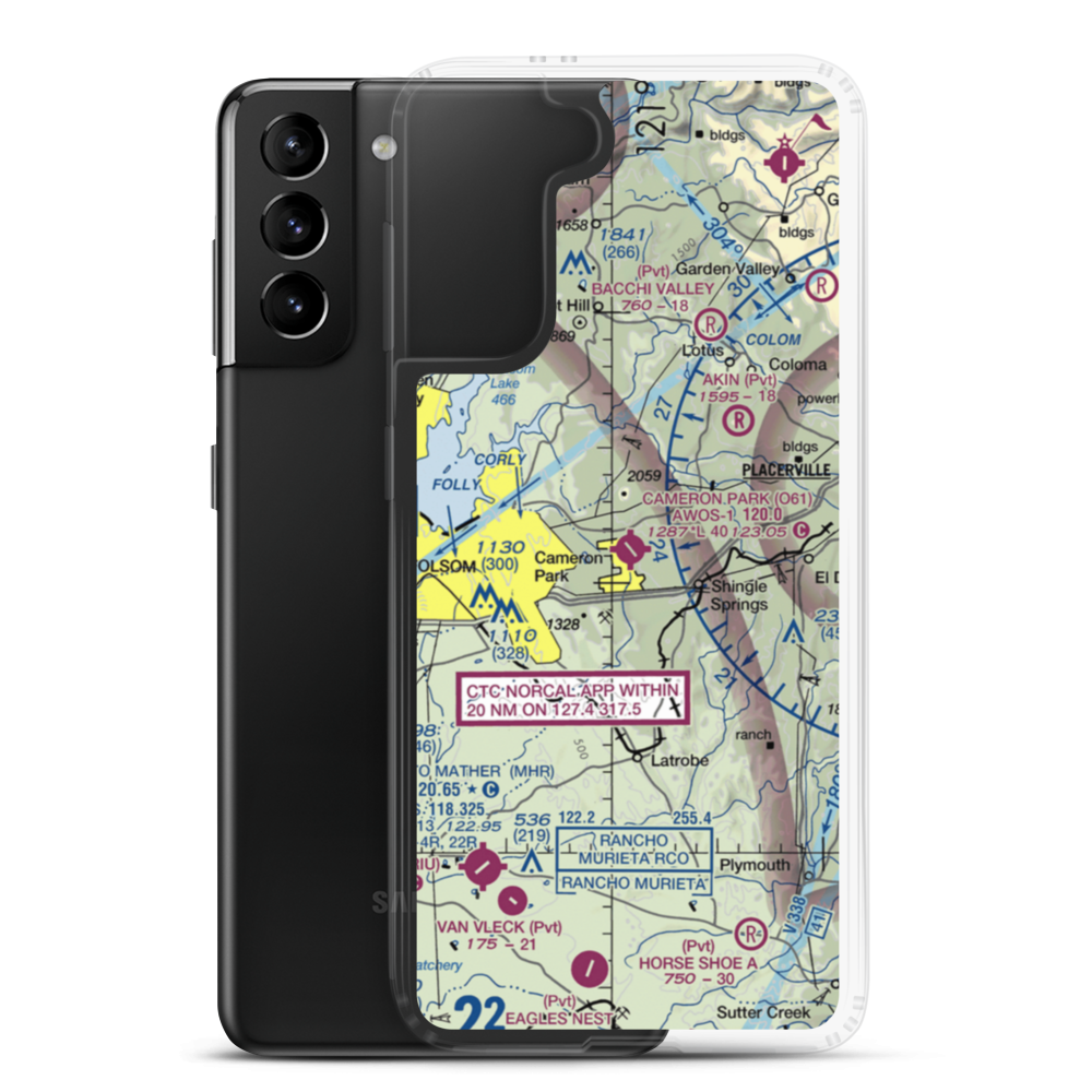 Cameron Park Airport (O61) VFR Sectional Samsung Case Samsung Galaxy S21 Plus model shown