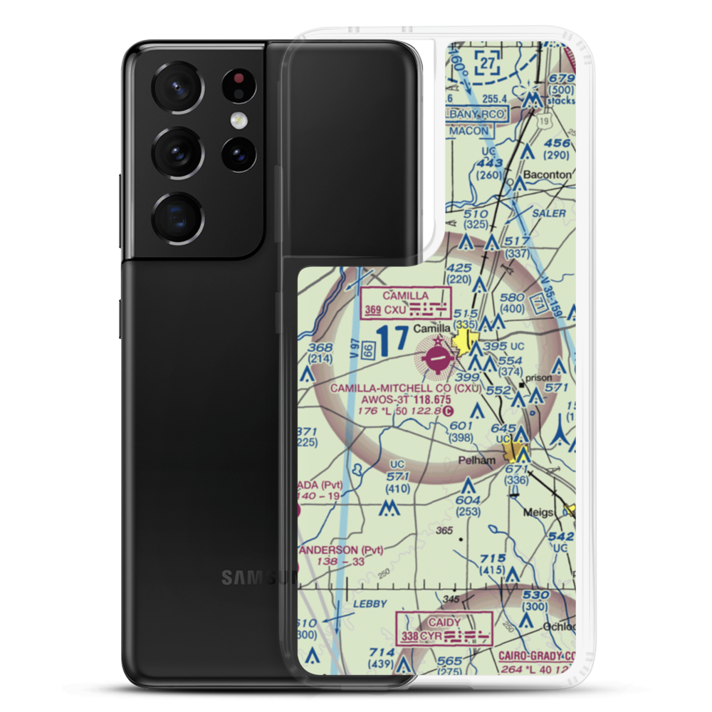 Camilla Mitchell County Airport (CXU) VFR Sectional Samsung Case Samsung Galaxy S21 Ultra model shown