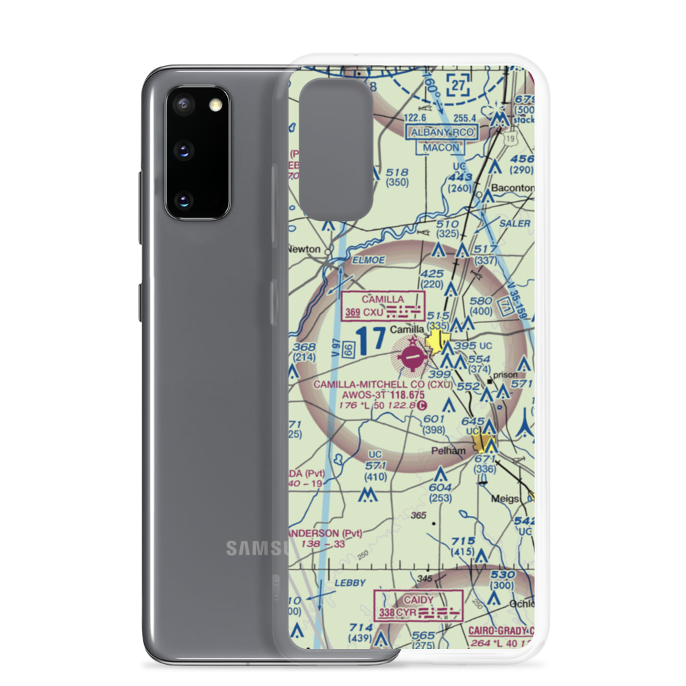 Camilla Mitchell County Airport (CXU) VFR Sectional Samsung Case Samsung Galaxy S20 model shown