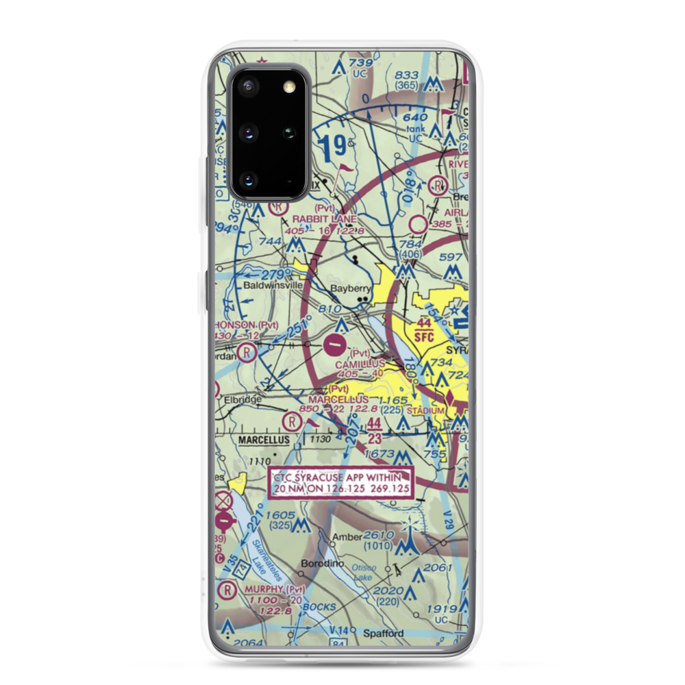 Camillus Airport (NY2) VFR Sectional Samsung Case Samsung Galaxy S20 Plus model shown