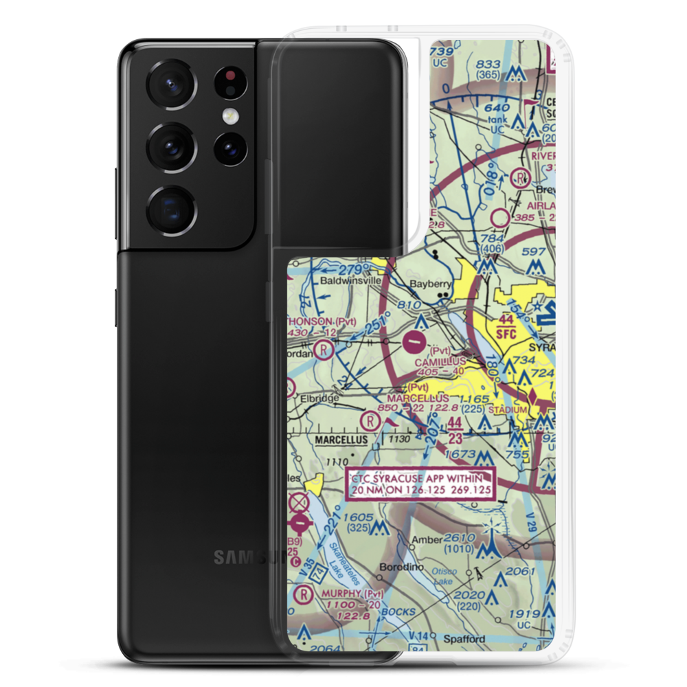 Camillus Airport (NY2) VFR Sectional Samsung Case Samsung Galaxy S21 Ultra model shown