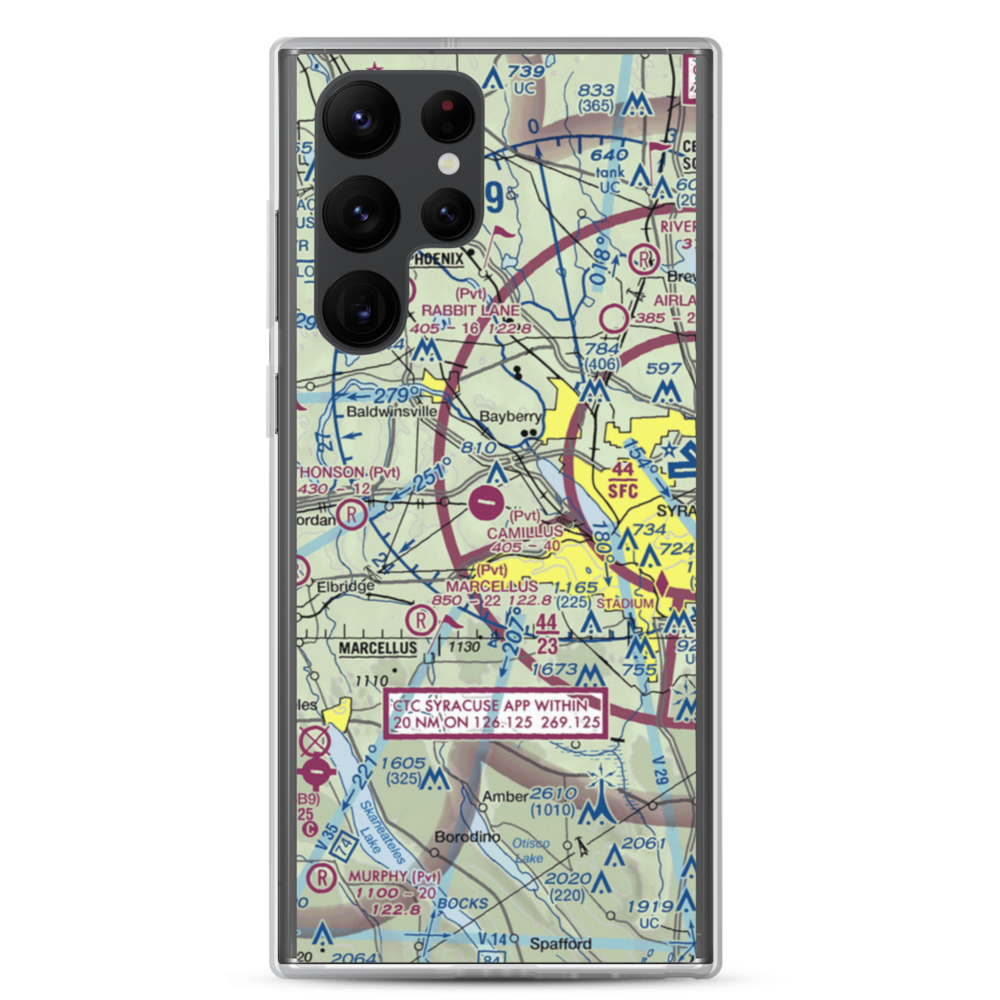 Camillus Airport (NY2) VFR Sectional Samsung Case Samsung Galaxy S22 Ultra model shown