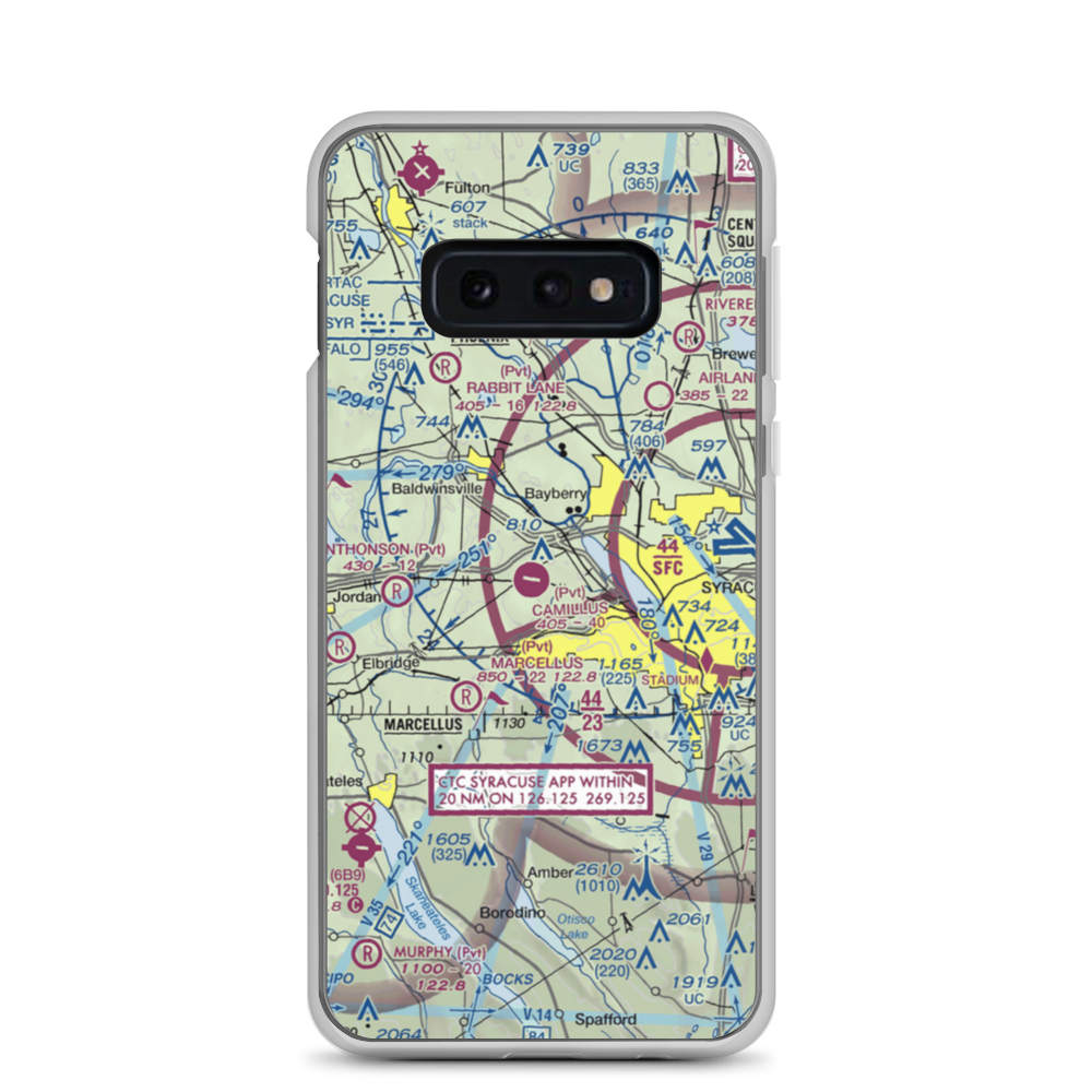 Camillus Airport (NY2) VFR Sectional Samsung Case Samsung Galaxy S10e model shown