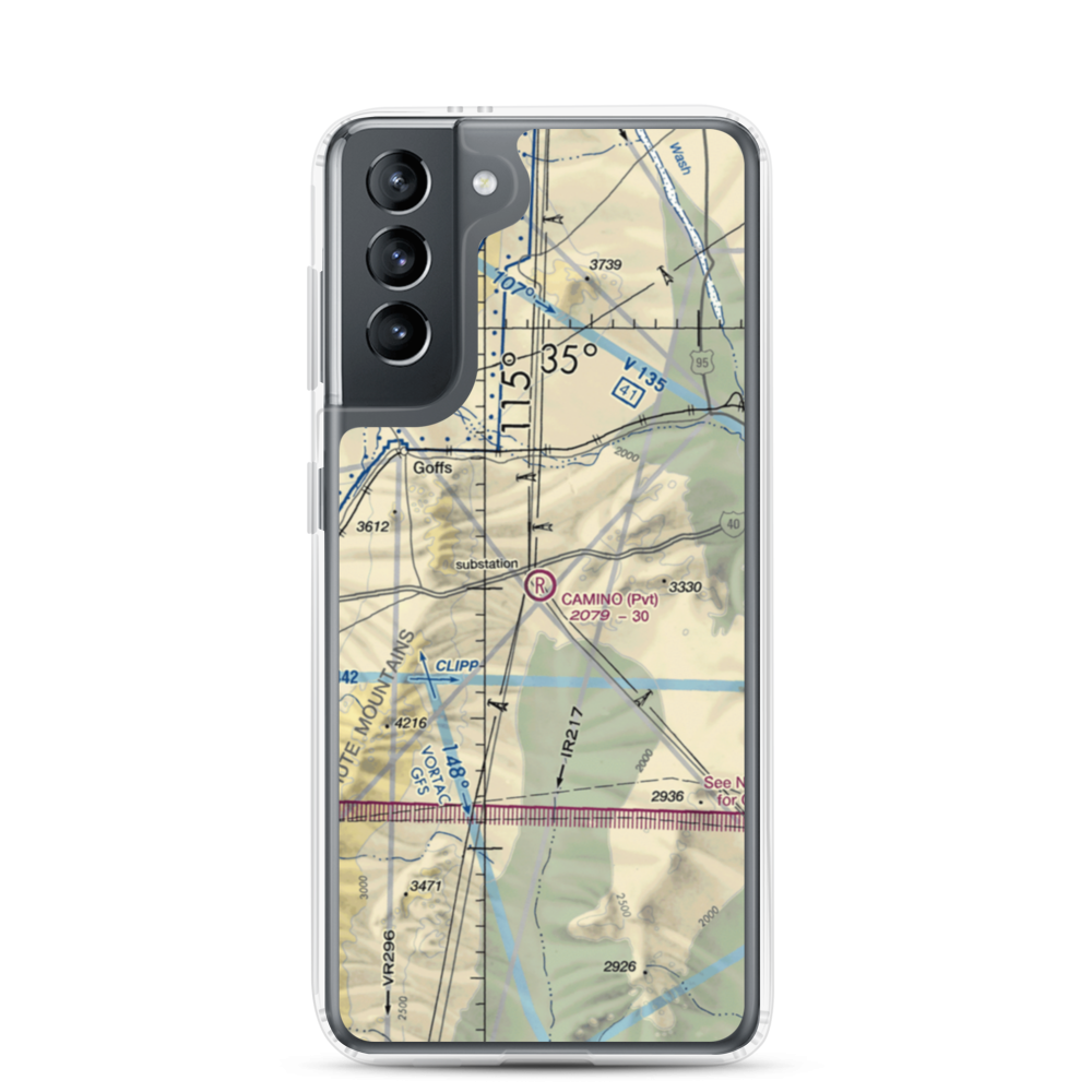 Camino Airstrip (CL29) VFR Sectional Samsung Case Samsung Galaxy S21 model shown