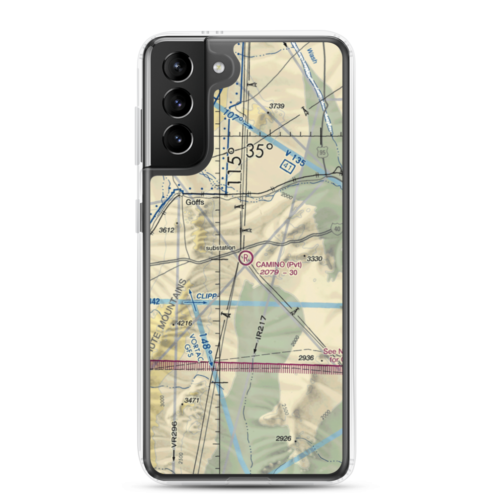 Camino Airstrip (CL29) VFR Sectional Samsung Case Samsung Galaxy S21 Plus model shown