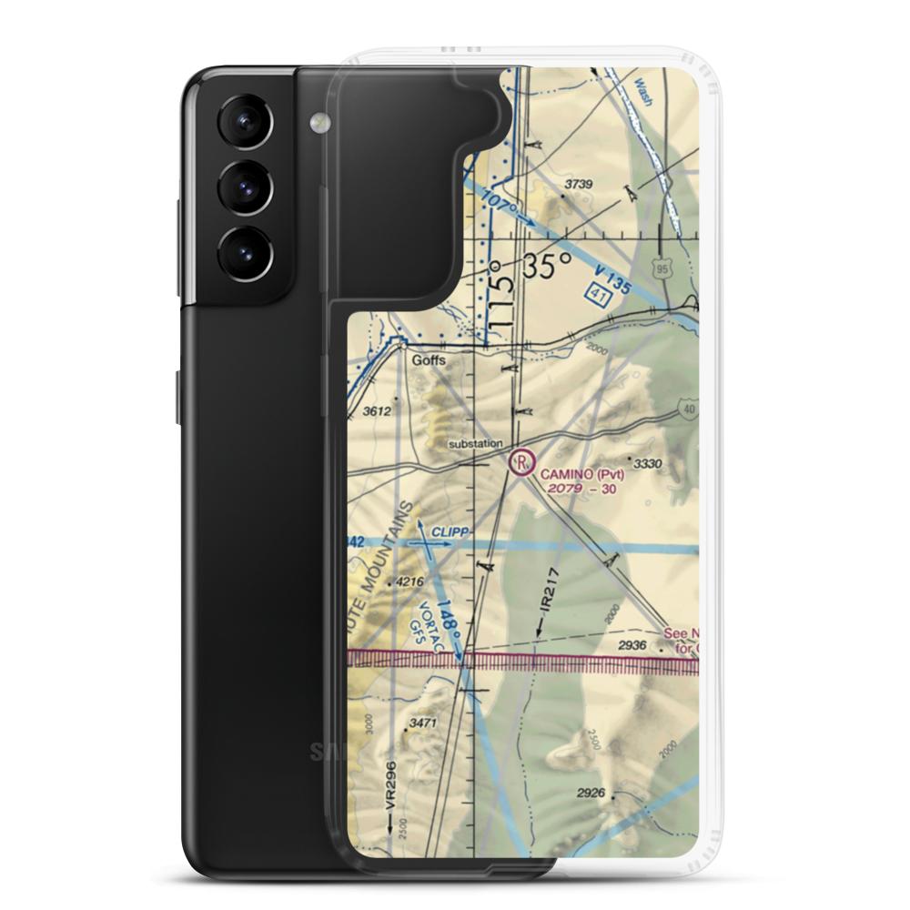 Camino Airstrip (CL29) VFR Sectional Samsung Case Samsung Galaxy S21 Plus model shown