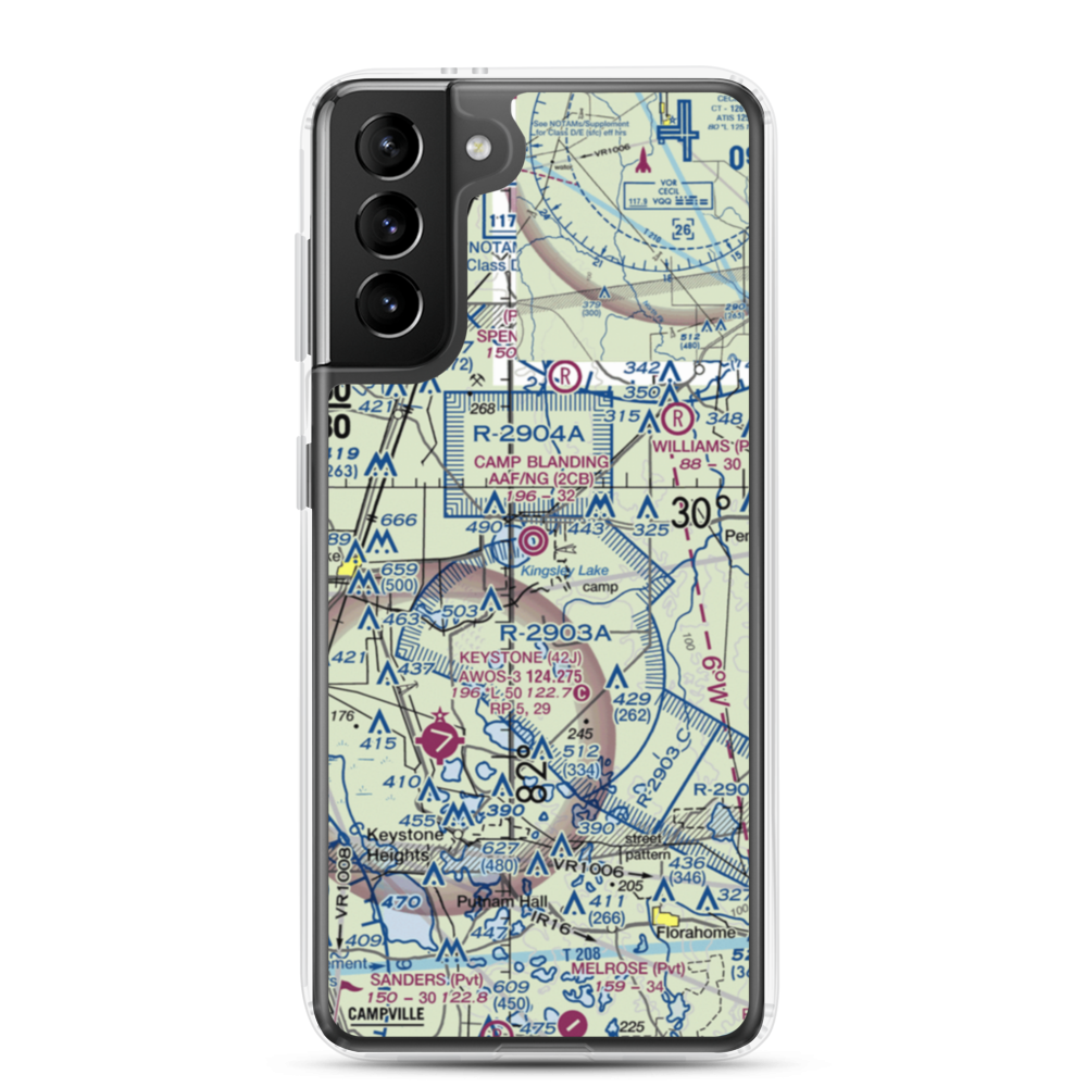 Camp Blanding Army Air Field/NG Airfield (2CB) VFR Sectional Samsung Case Samsung Galaxy S21 Plus model shown