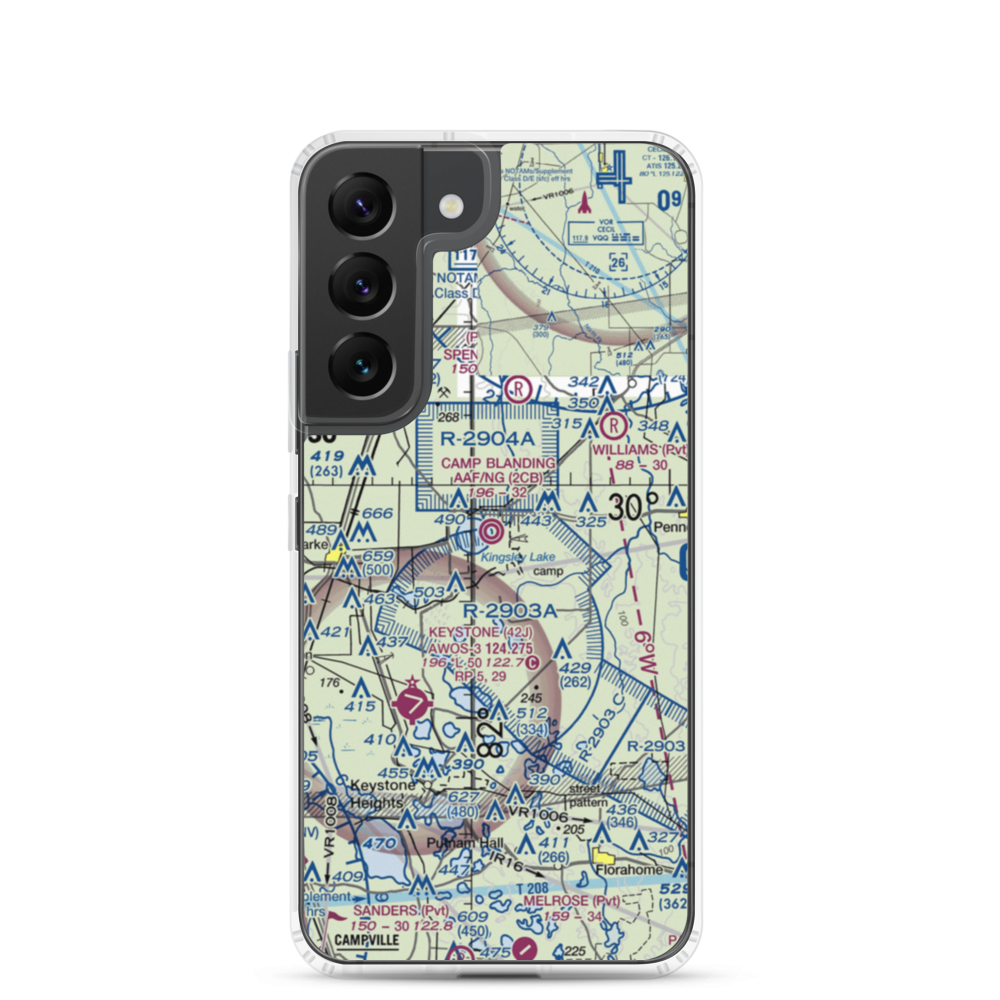 Camp Blanding Army Air Field/NG Airfield (2CB) VFR Sectional Samsung Case Samsung Galaxy S22 model shown
