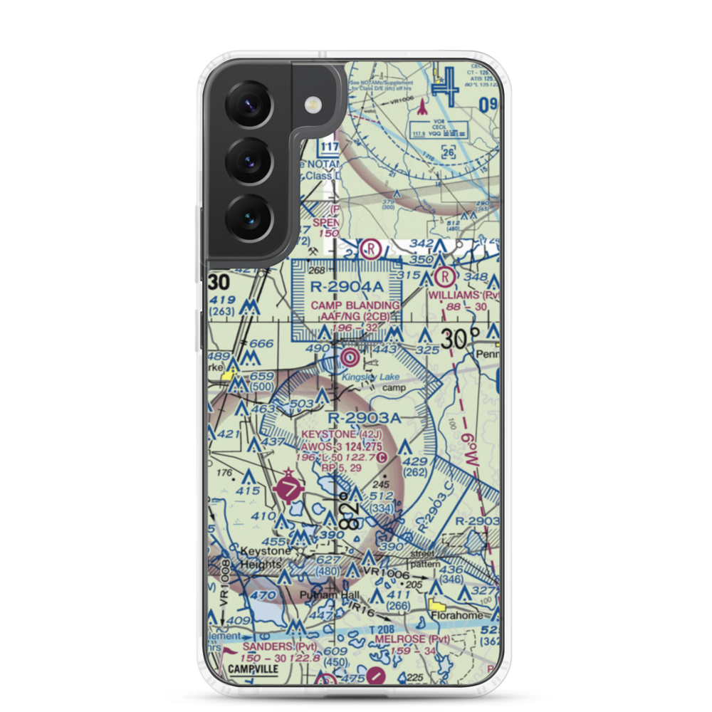Camp Blanding Army Air Field/NG Airfield (2CB) VFR Sectional Samsung Case Samsung Galaxy S22 Plus model shown
