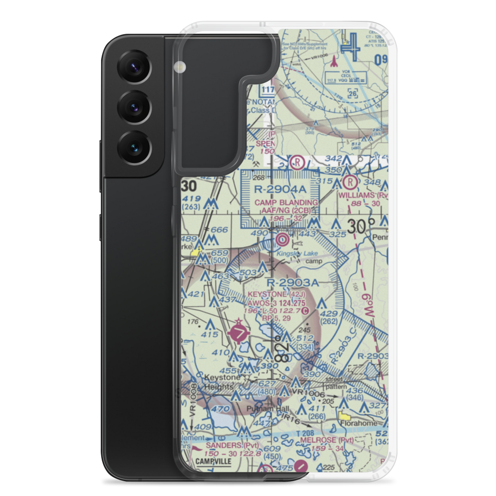 Camp Blanding Army Air Field/NG Airfield (2CB) VFR Sectional Samsung Case Samsung Galaxy S22 Plus model shown