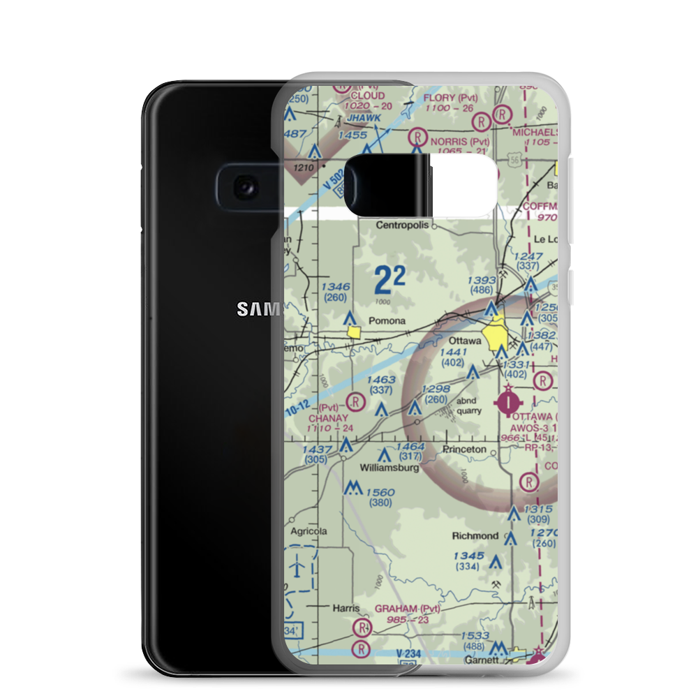 Camp Chippewa Airport (0KS3) VFR Sectional Samsung Case Samsung Galaxy S10e model shown
