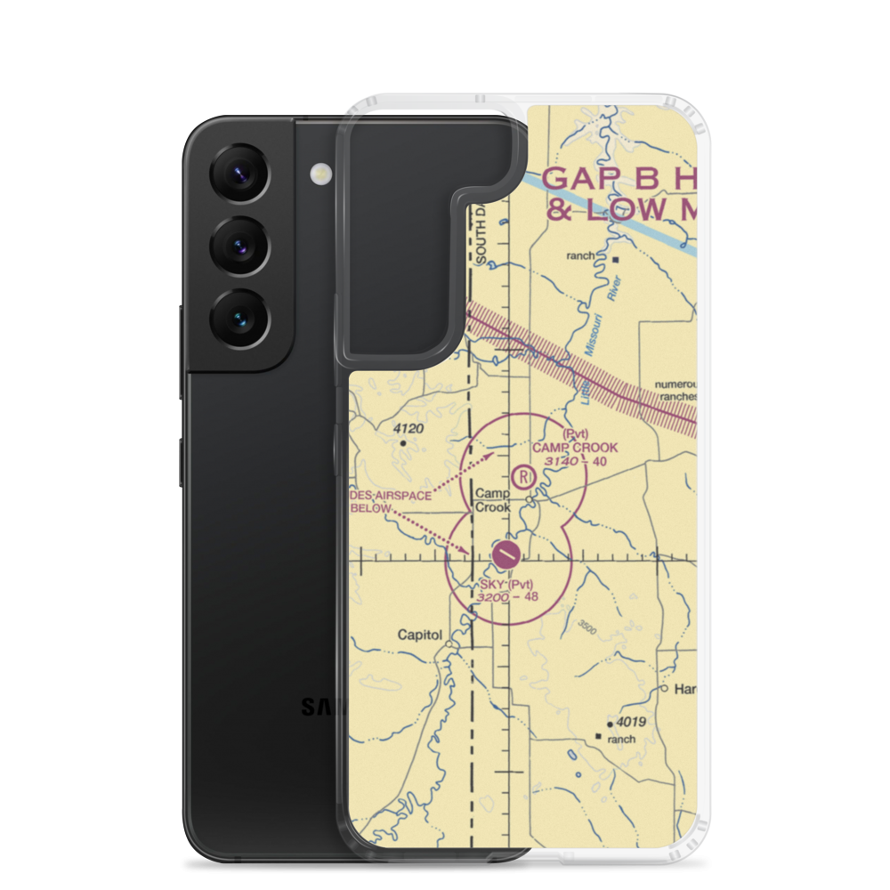 Camp Crook Municipal Airport (8OA5) VFR Sectional Samsung Case Samsung Galaxy S22 model shown