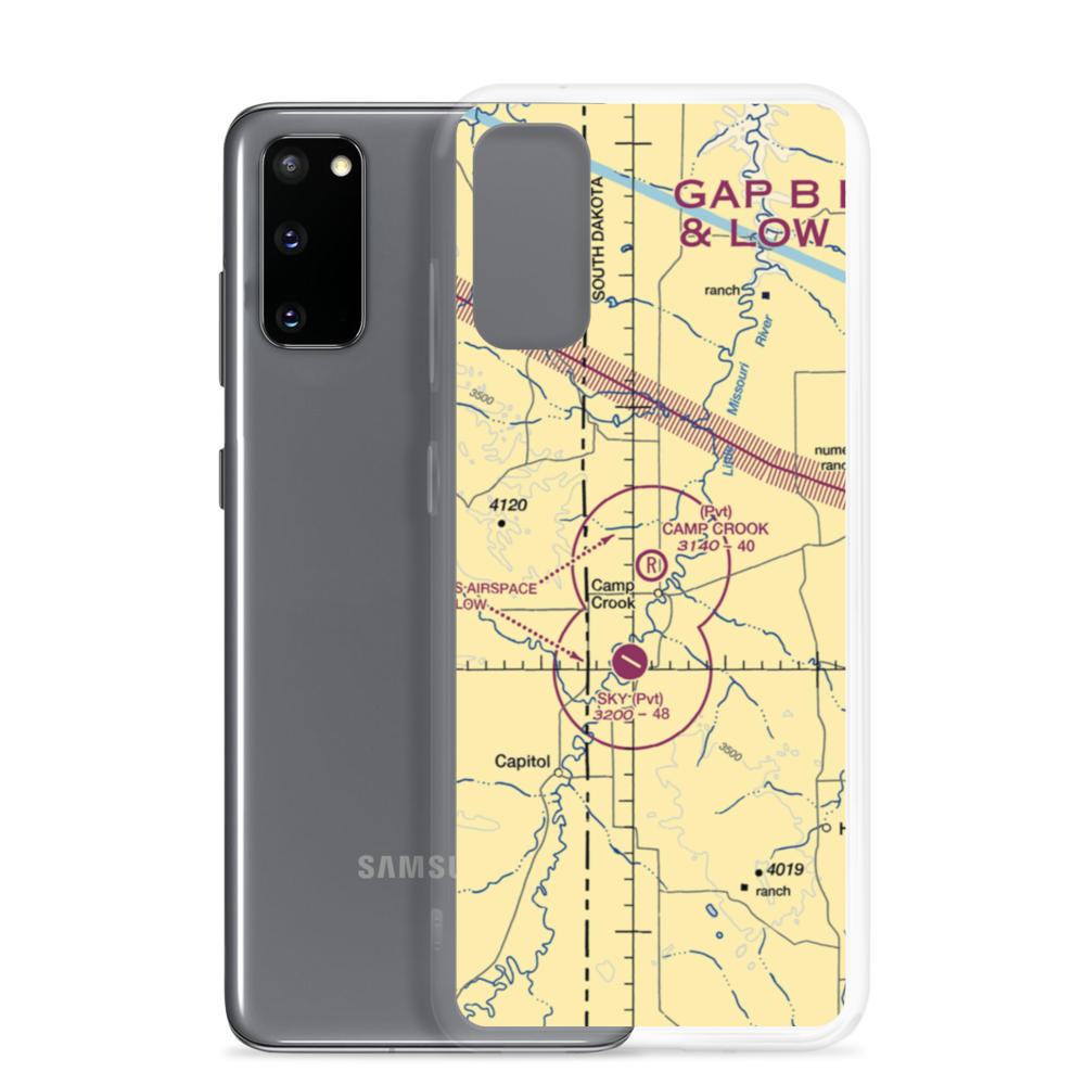 Camp Crook Municipal Airport (8OA5) VFR Sectional Samsung Case Samsung Galaxy S20 model shown