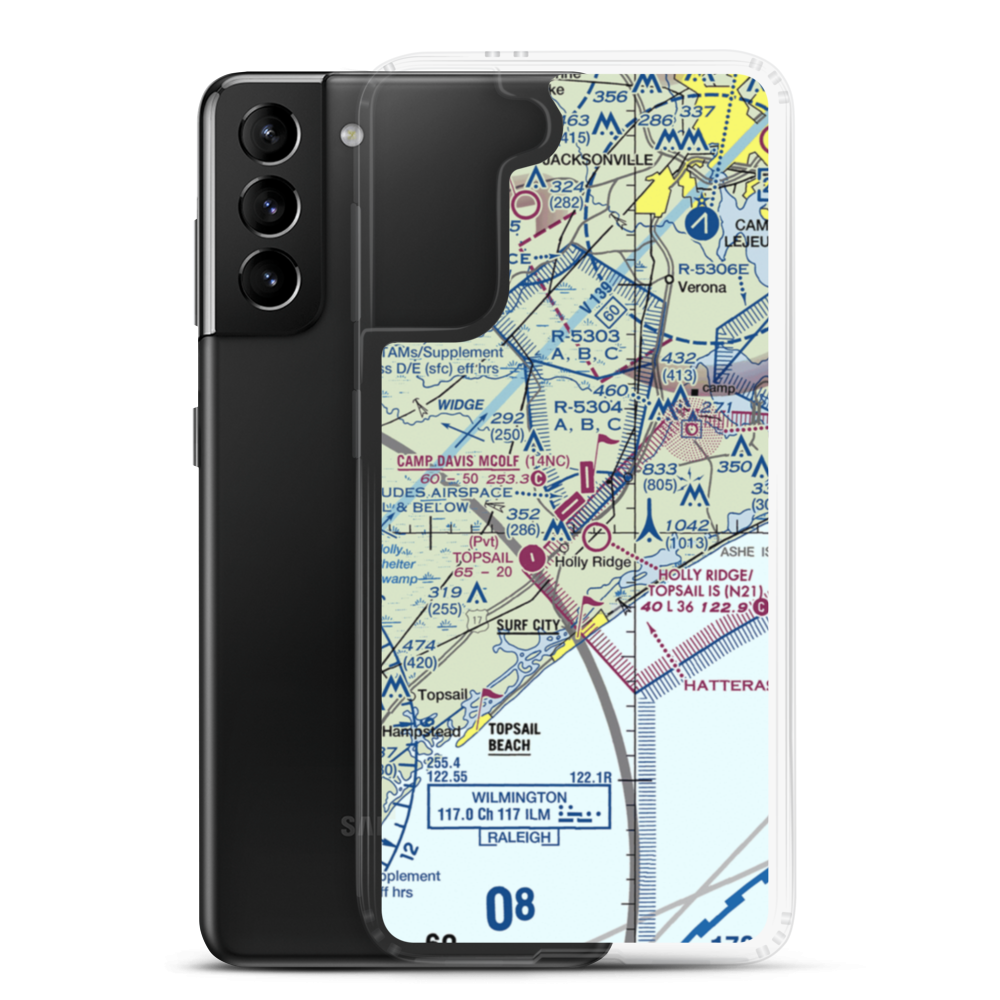 Camp Davis Mcolf Airport (14NC) VFR Sectional Samsung Case Samsung Galaxy S21 Plus model shown