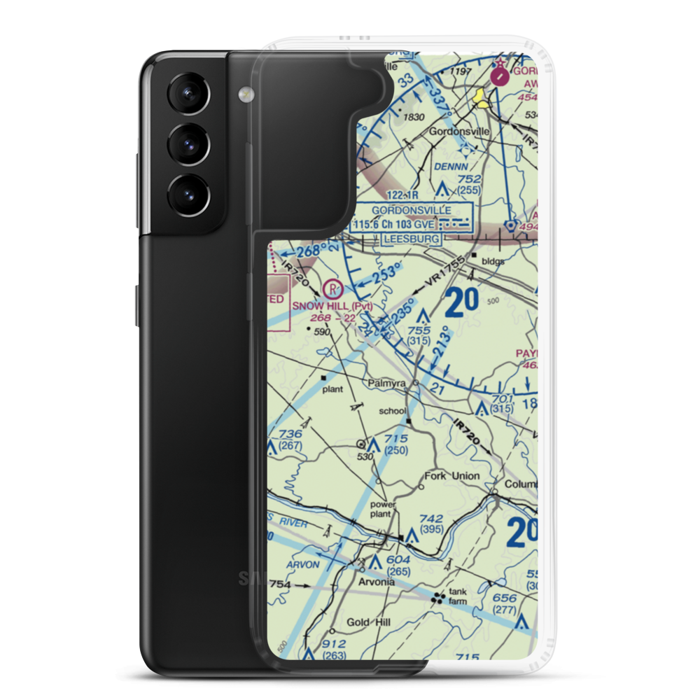 Camp Friendship Airfield (77VA) VFR Sectional Samsung Case Samsung Galaxy S21 Plus model shown
