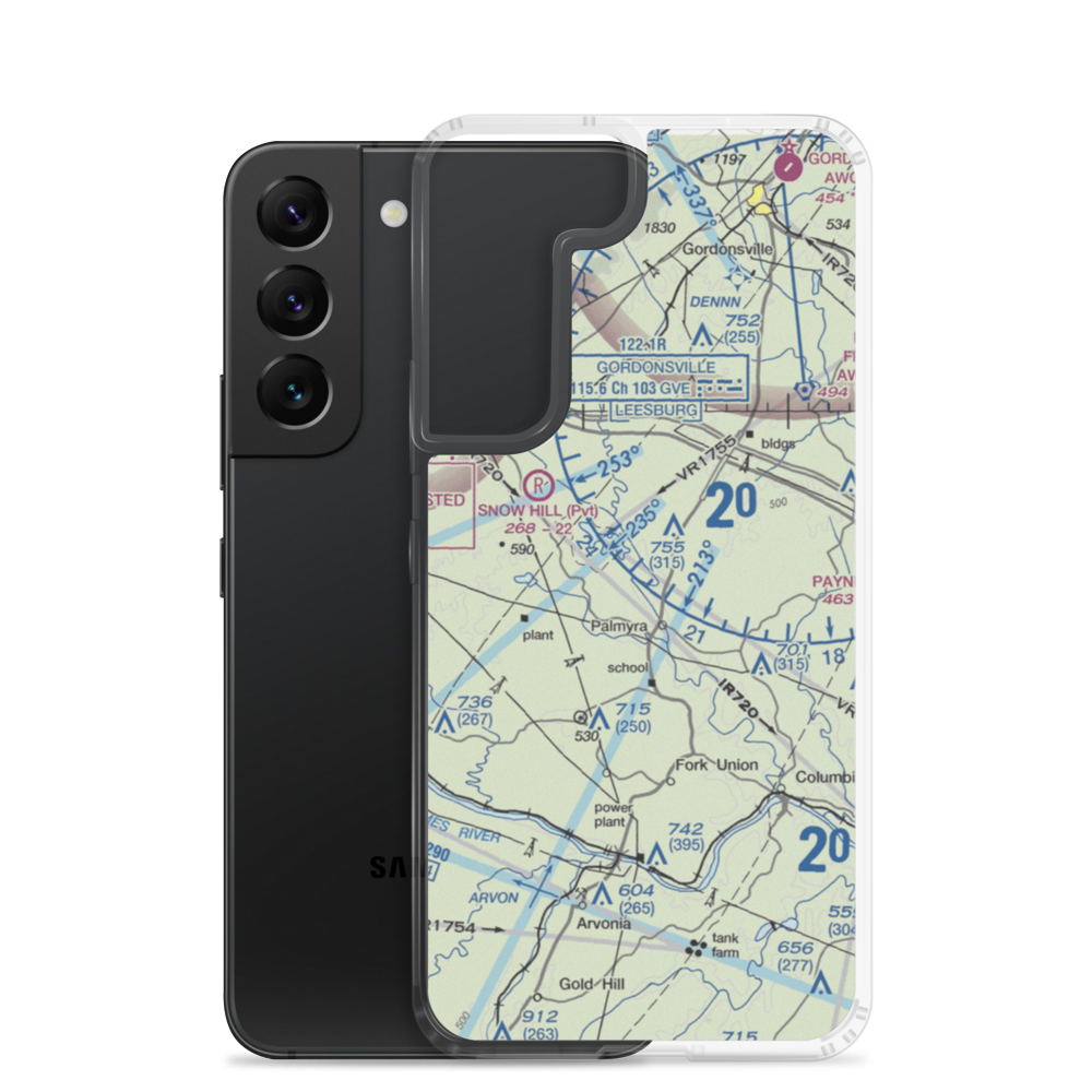 Camp Friendship Airfield (77VA) VFR Sectional Samsung Case Samsung Galaxy S22 model shown