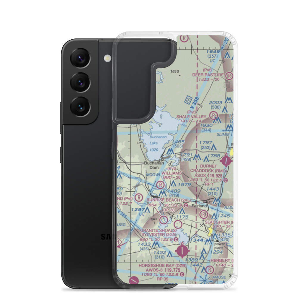 Camp Longhorn Airport (84TX) VFR Sectional Samsung Case Samsung Galaxy S22 model shown