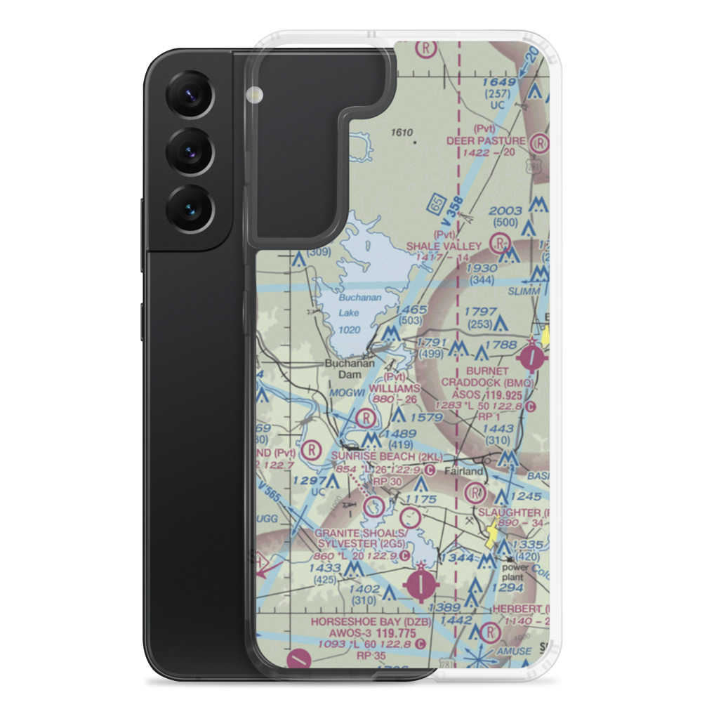 Camp Longhorn Airport (84TX) VFR Sectional Samsung Case Samsung Galaxy S22 Plus model shown