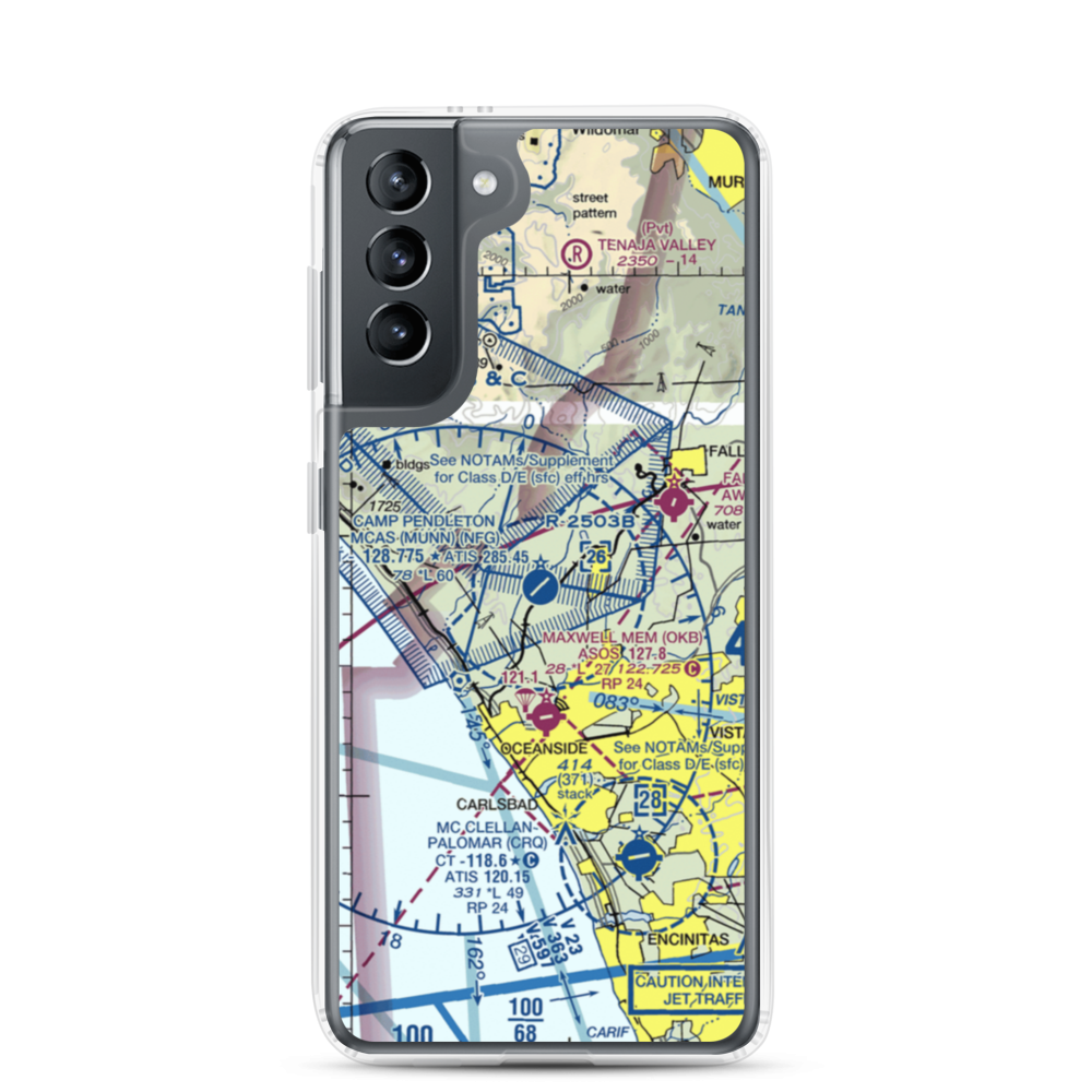 Camp Pendleton MCAS (Munn Field) Airport (NFG) VFR Sectional Samsung Case Samsung Galaxy S21 model shown