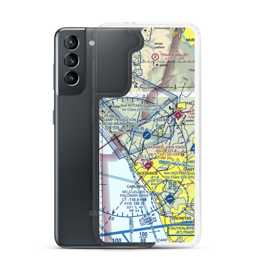 Camp Pendleton MCAS (Munn Field) Airport (NFG) VFR Sectional Samsung Case Samsung Galaxy S21 model shown