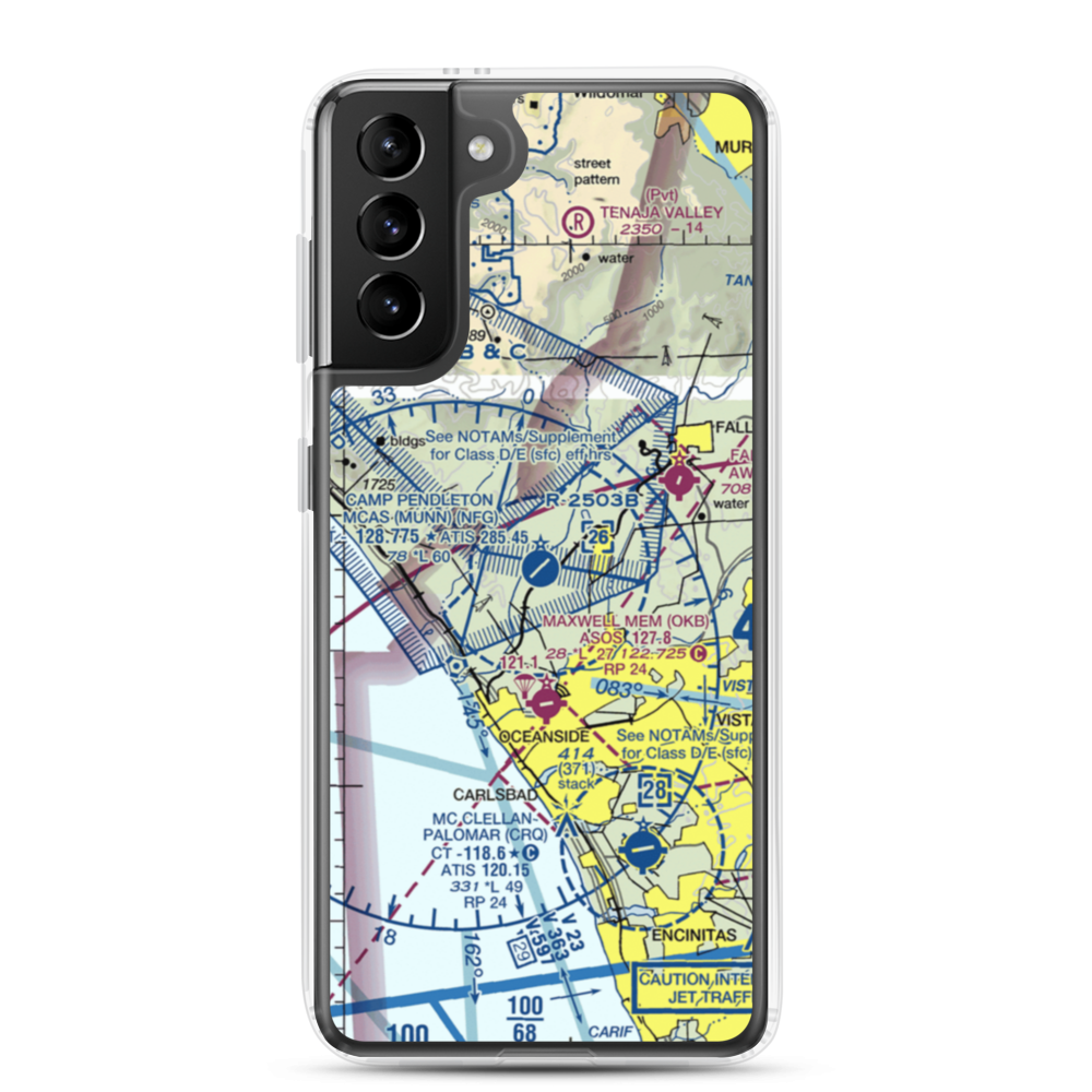 Camp Pendleton MCAS (Munn Field) Airport (NFG) VFR Sectional Samsung Case Samsung Galaxy S21 Plus model shown