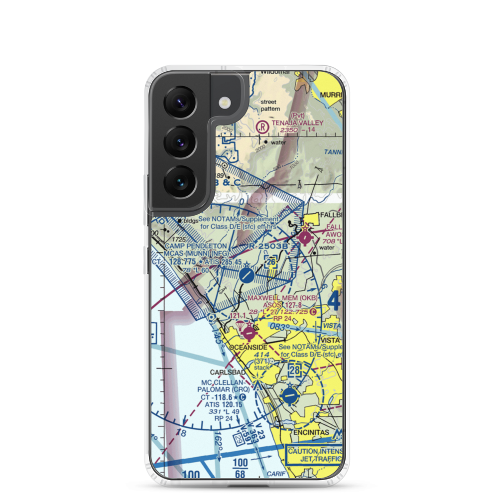 Camp Pendleton MCAS (Munn Field) Airport (NFG) VFR Sectional Samsung Case Samsung Galaxy S22 model shown
