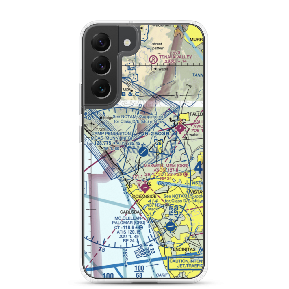 Camp Pendleton MCAS (Munn Field) Airport (NFG) VFR Sectional Samsung Case Samsung Galaxy S22 Plus model shown