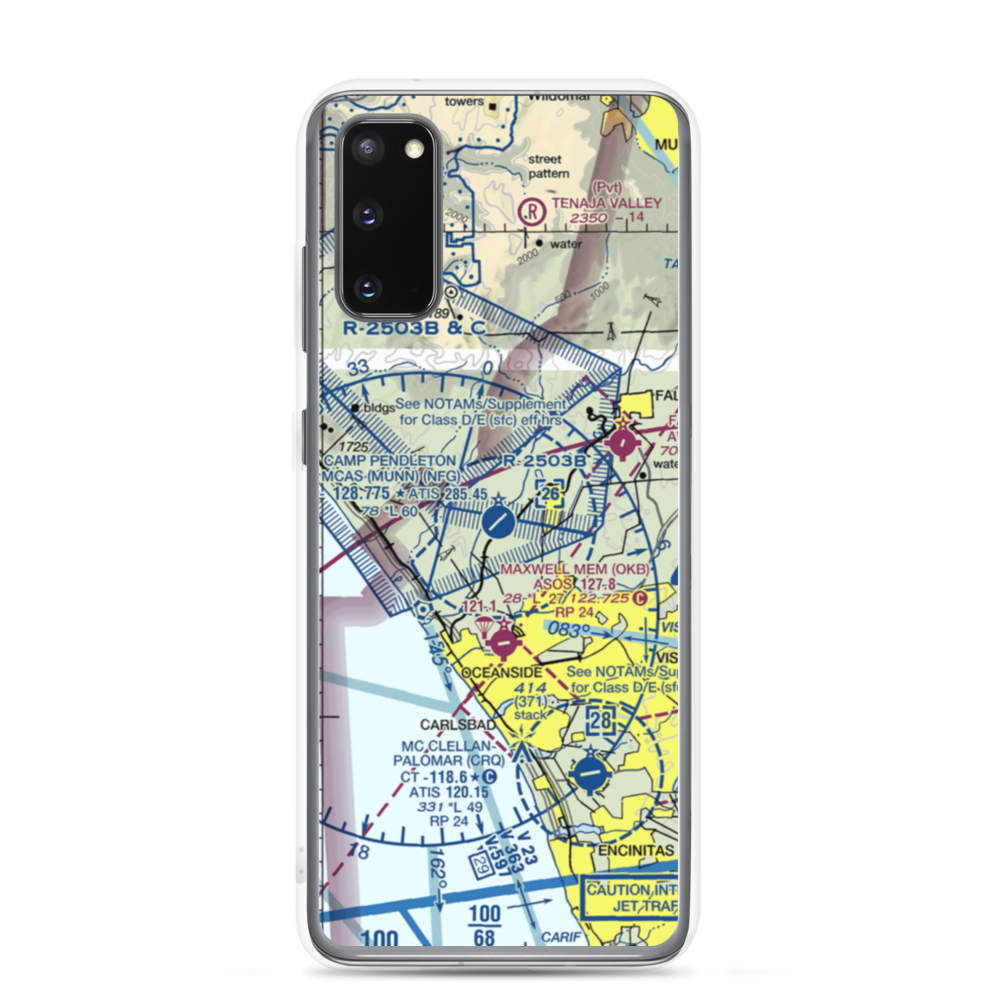 Camp Pendleton MCAS (Munn Field) Airport (NFG) VFR Sectional Samsung Case Samsung Galaxy S20 model shown