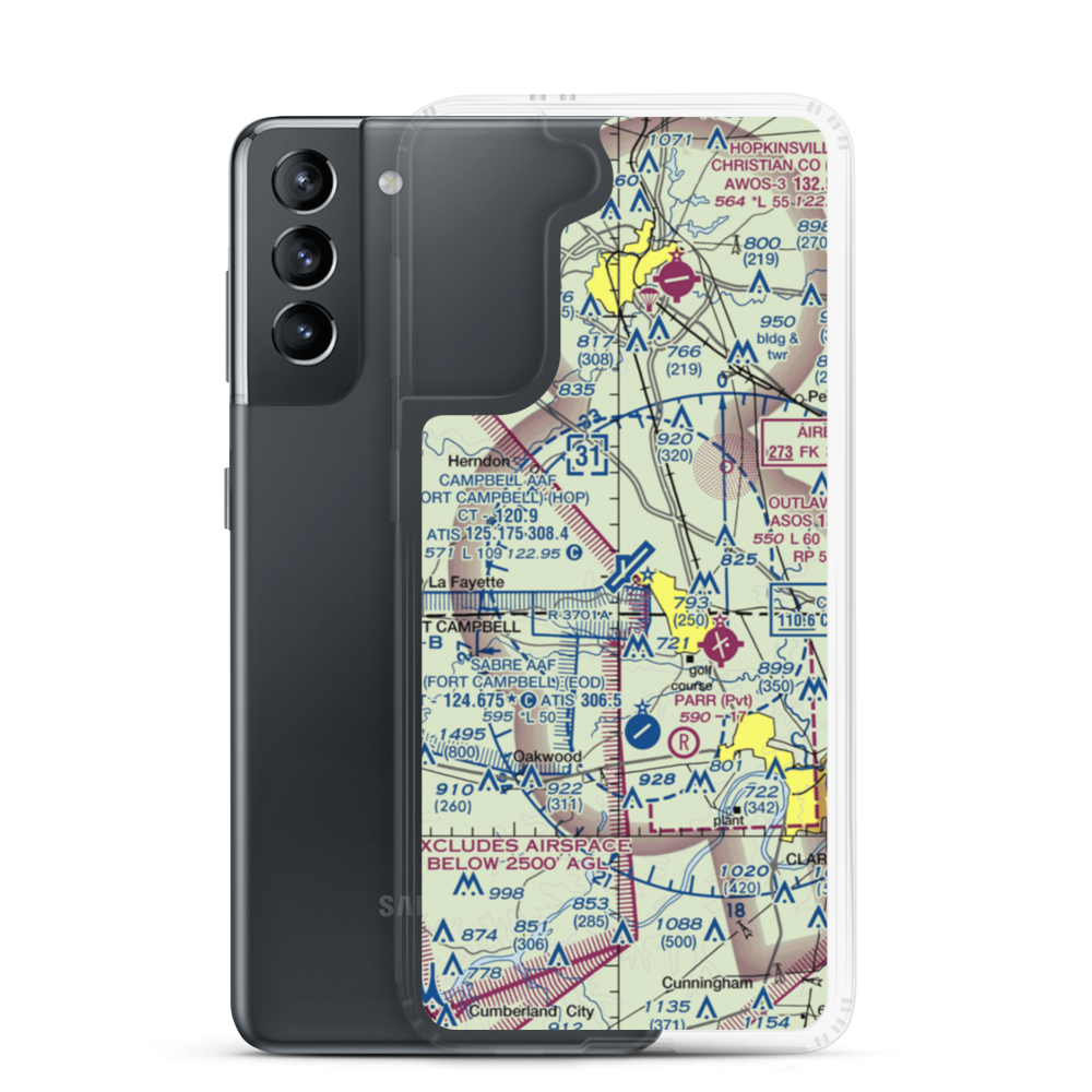 Campbell AAF (Fort Campbell) Air Field (HOP) VFR Sectional Samsung Case Samsung Galaxy S21 model shown