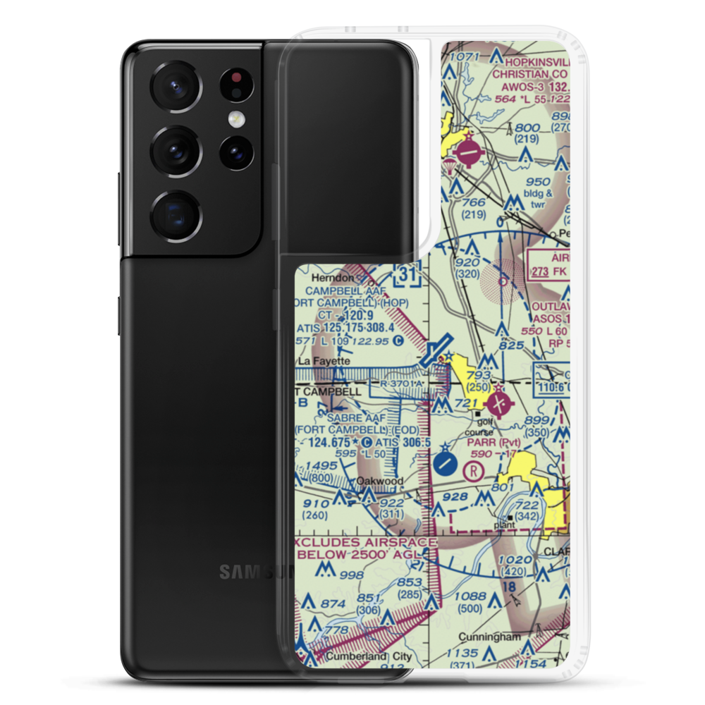 Campbell AAF (Fort Campbell) Air Field (HOP) VFR Sectional Samsung Case Samsung Galaxy S21 Ultra model shown